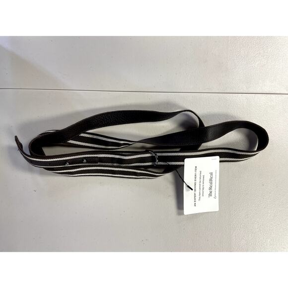 MAXMARA Skinny Leather Trim Clasp Striped Belt M main image 6